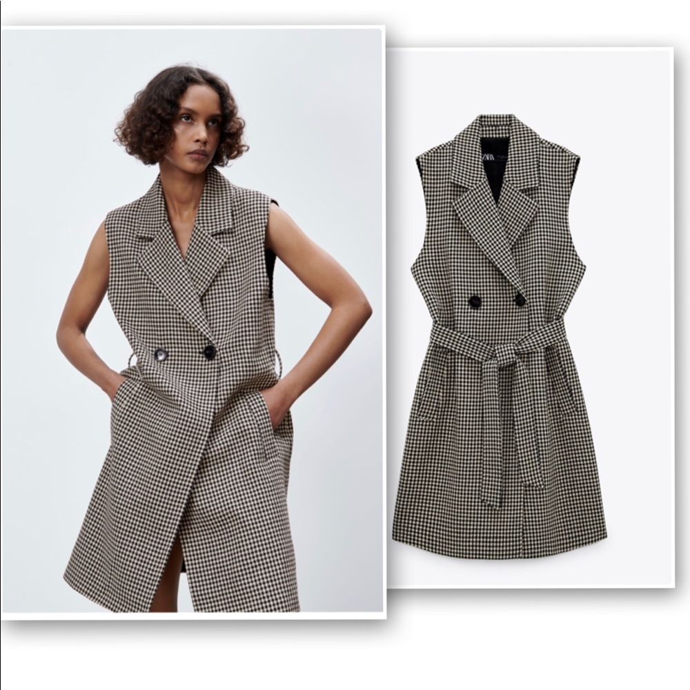 NWT ZARA long gingham vest